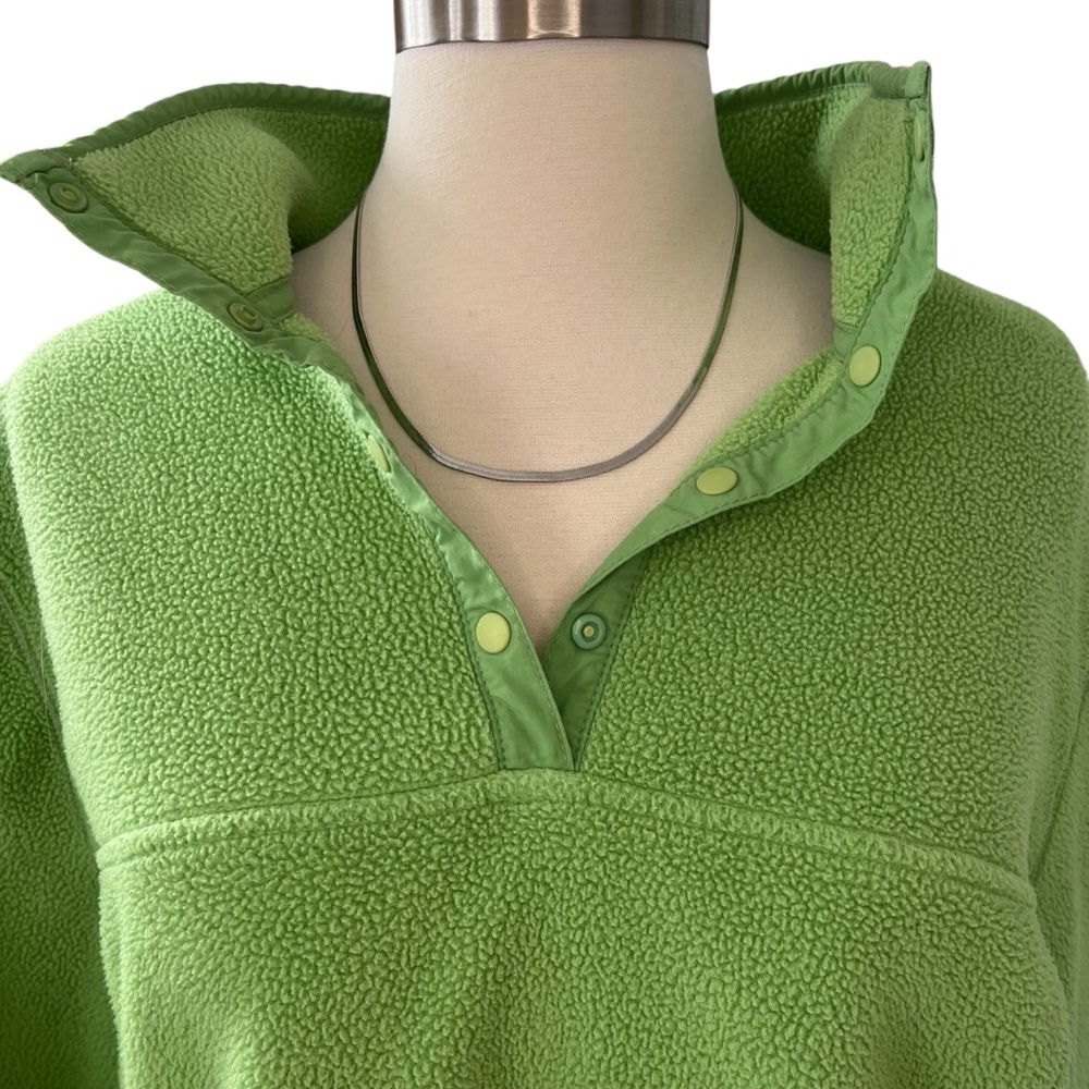 Vintage 90s L.L.Bean quarter snap fleece pullover with pockets green XL Reg - Picture 5 of 14